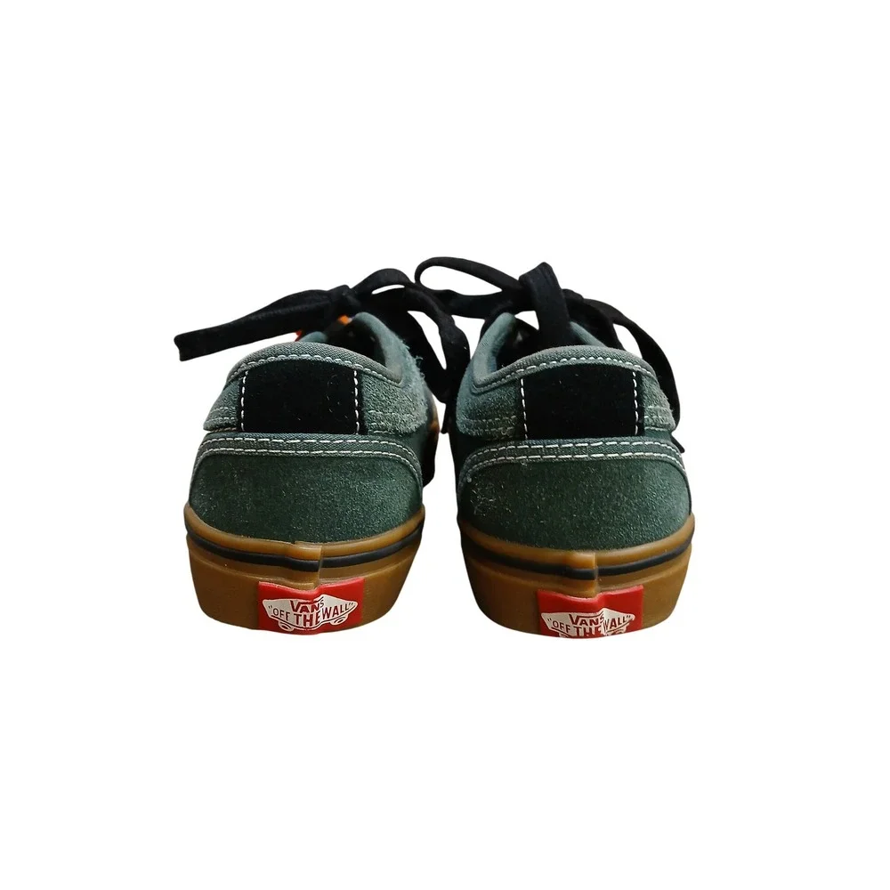Vans Youth 13.5 Pro Skate Shoes Green Suede Canvas Gum Sole Low Top Sneakers
